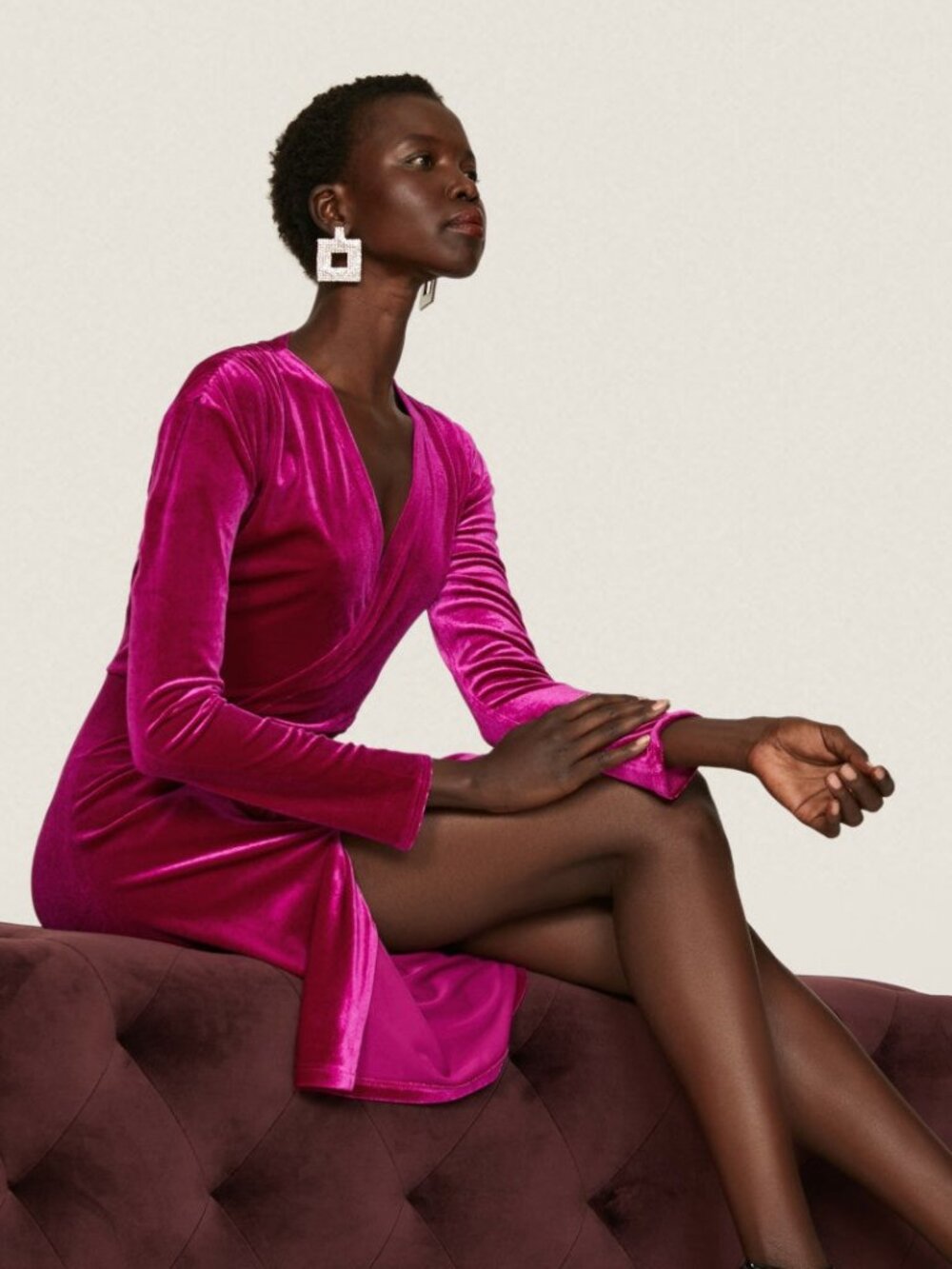 Pink Velvet Ruched Dress